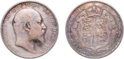 World Coins - Great Britain Kingdom 1904 ½ Crown - Edward VII Silver (.925) (709600) 14g VF KM 802 Sp 3980