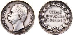World Coins - Italy Kingdom Umberto I 1848-1870 Military Medal Medal Unification of Italy, 32mm