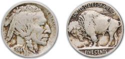 Us Coins - United States Federal republic 1914 S 5 Cents "Buffalo Nickel" (flat ground) Copper-nickel (3470000) 5g VF KM 134 Schön 132