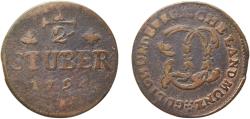 World Coins - Germany Jülich-Berg, Duchy of 1794 ½ Stüber - Carl Theodor Copper Düsseldorf Mint 4.95g VF  Schön DM 58 KM 206 Hahn 405
