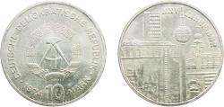 World Coins - Germany German Democratic Republic Democratic republic 1974 10 Mark (25th anniversary of the GDR) Silver (.625) (70000) 16.99g UNC  KM 51 Schön 50 J 1552 AKS 62