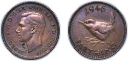 World Coins - Great Britain United Kingdom 1946 1 Farthing - George VI (with 'IND:IMP') Bronze (24364800) 2.85g AU KM 843 Sp 4116