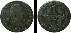 World Coins - Spain Kingdom 1829 4 Maravedis - Fernando VII (2nd portrait) Copper Real ingenio de Segovia Mint 5.05g VF  KM 486.1 Cal 1672
