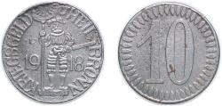 World Coins - Germany City of Heilbronn (notgeld) 1918 10 Pfennig - Heilbronn Iron 2.8g XF Funck 204.1 Men05 11235.1 Men18 14079.1
