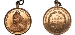 World Coins - Great Britain United Kingdom 1897 Medal - Queen Victoria (Longest Reign Commemorative) Gold plated bronze 4.41g AU