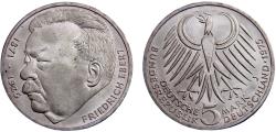 World Coins - Germany Federal republic 1975 J 5 Deutsche Mark 50th Anniversary - Death of Friedrich Ebert