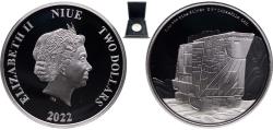 World Coins - Niue New Zealand Dependent State 2022 2 Dollars - Elizabeth II (Sandcrawler) Silver (.999) New Zealand Mint (2000) 31.1g PF  KM 5058