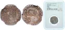 World Coins - Spain Catholic Kings (1474-1504) ND (1497 - 1504) G Real - Ferdinand V and Isabella I Silver (.931) Granada Mint 3.4g NGC XF 40
