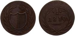 World Coins - Germany States Free imperial city of Frankfurt 1819 1 Pfennig Token, "Judenpfennig" 1.3g