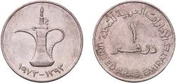 World Coins - United Arab Emirates AH 1393 (1973) 1 Dirham - Zayed (large type) Copper-nickel Royal Mint (13000000) 11.2g UNC  KM 6.1