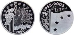 World Coins - France Fifth Republic 2005 1½ Euro (European Union Flag) Silver (.900) (7861) 22.2g PF KM1434