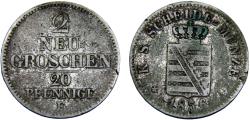 World Coins - Germany States Kingdom of Saxony Friedrich August II 1856 F 2 Neugroschen Bent