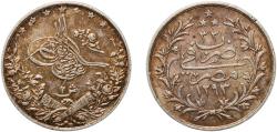 World Coins - Egypt Arab Republic of Egypt AH 1293 (1907) H	 2 Qirsh - Abdul Hamid II Silver (.833) Heaton and Sons / The Mint Birmingham Limited (450000) 2.81g AU  KM 293 MHC 167