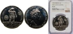 World Coins - Turks and Caicos Islands 1994 5 Crowns - Elizabeth II (Lunar Landing) Copper-nickel (10000) 27.2g NGC PL 67 KM 132