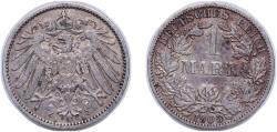 World Coins - Germany Second Empire 1905 A 1 Mark - Wilhelm II (type 2 - small shield) Silver (.900) Berlin Mint (10303492) 5.47g XF KM 14