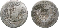 World Coins - Mexico Spanish colony 1751 Mo ½ Real - Fernando VI Silver (.917) Mexico City Mint 1.5g F Bent KM 67