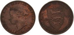 World Coins - Guernsey British dependency Victoria 1877 H 1⁄24 Shilling 5.6g