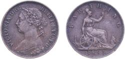 World Coins - Great Britain United Kingdom Kingdom 1893 1 Farthing - Victoria (2nd portrait; 2nd type) Bronze (3904300) 2.8g XF  KM 753 Sp 3958/9