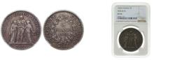 World Coins - France Second Republic 1849 A 5 Francs (Hercule) Silver (.900) Paris Mint (29130599) 25g NGC XF 45 F 326 Gad 683 KM 756.1