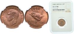 World Coins - Great Britain Kingdom 1948 1 Farthing - George VI (with 'IND:IMP') Bronze (16622400) 2.83g NGC MS 63  KM 843 Sp 4116