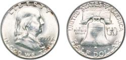 Us Coins - United States Federal republic 1955 ½ Dollar "Franklin Half Dollar" Silver (.900) (2498181) 12.46g BU KM 199 Schön 200