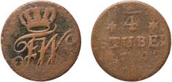 World Coins - Germany East Frisia Holy Roman Empire 1799 A ¼ Stuber - Frederick William III Copper Berlin Mint (216000) 2.79g F  Olding FR 137 KM 272 Schön DM 61