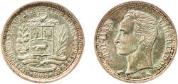 World Coins - Venezuela Fourth Republic 1965 1 Bolívar Original luster Silver (.835) Royal Mint (Tower Hill) (20000000) 5.01g UNC  Y 37a NCV mv1bs-bb Schön 45