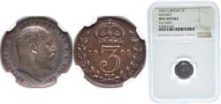 World Coins - Great Britain United Kingdom 1902 3 Pence - Edward VII (incl. Maundy) Silver (.925) (8287000) 1.41g NGC UNC KM 797 Sp 3984 Sp 3987