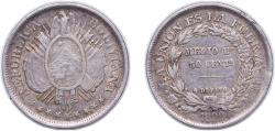 World Coins - Bolivia Republic 1899 PTS MM ½ Boliviano / 50 Centavos Silver (.900) Potosi Mint 11.57g VF KM 161