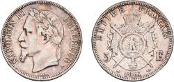 World Coins - France Kingdom 1867 A 5 Francs - Napoleon III Silver (.900) Paris Mint (6511287) 24.85g XF  Franc 2014 331 Gad 1789 739 KM 799