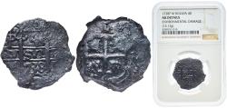 World Coins - Bolivia Spanish colony 1738 P M 4 Reales - Philip V Silver (.917) 13.12g NGC AU Environmental Damage  KM 30a
