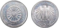 World Coins - Germany Federal Republic of Germany 1985 G 5 Deutsche Mark (Eisenbahn in Deutschland) Copper-nickel clad nickel Staatliche Münze Baden-Württemberg Mint (8000000) 10g UNC KM 163 J
