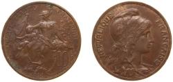World Coins - France Third Republic 1898 10 Centimes Bronze Paris Mint (4000000) 10g AU F 136 Gad 277 Schön 183 KM 843 GEM 34.1 / 34.7 / 34.8 / 34.9