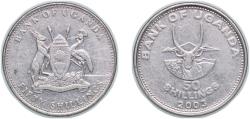 World Coins - Uganda Republic 2003 50 Shillings Nickel plated steel Royal Canadian Mint of Winnipeg 4g XF Scratches KM 66