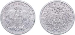 World Coins - Germany Free Hanseatic city of Hamburg German states 1899 J 2 Mark Silver (.900) (286000) 11.111g XF KM 612 AKS 48 J 63