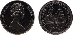 World Coins - British Crown dependencies Isle of Man 1982 PM 1 Crown - Elizabeth II (H.M.S. Bounty) Copper-nickel Pobjoy Mint (50000) 28.73g BU  KM 97 Schön 110