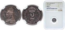 World Coins - Great Britain United Kingdom 1891 2 Pence - Victoria (2nd portrait; Maundy issues) Silver (.925) Royal Mint (Tower Hill) (10000) 0.94g NGC MS 63 KM 771 Sp 3935