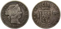 World Coins - Spain Kingdom Isabel II 1861 4 Reales 5g