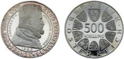 World Coins - Austria Second Republic 1985 500 Schilling 400th Anniversary, Graz University