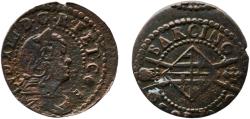 World Coins - Spain Principality of Catalonia Spanish states 1641 - 1652 Seiseno - Luis XIV Copper La Seca Mint 4.06g XF KM 27 Dy royales 1614
