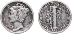 Us Coins - United States Federal republic 1923 1 Dime "Mercury Dime" Silver (.900) (50130000) 2.5g VF KM 140 Schön 133