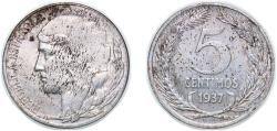 World Coins - Spain Second Republic 1937 5 Centimos - II Republic Iron 3.51g AU  KM 752 Cal 9