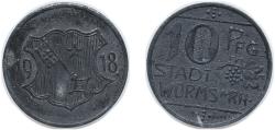 World Coins - Germany City of Worms (notgeld) German states 1918 10 Pfennig - Worms Zinc 2.27g AU Funck 613.1 Men05 27640.1 Men18 34694.1