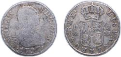 World Coins - Spain Kingdom 1797 M MF 2 Reales - Carlos IV Silver (.806) Madrid Mint 6g VF KM 430.1