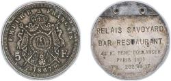 World Coins - France ND Medal - Relais savoyard bar restaurant Silver plated bronze 18.69g VF