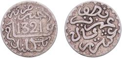 World Coins - Morocco Sultanate 1903 (AH1321) ½ Dirham - Abd al-Aziz (London Mint) Silver (.835) Royal Mint (Tower Hill) (2105000) 1.12g VF  Y 18.1