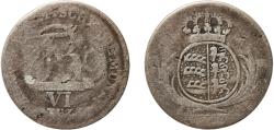 World Coins - Germany Kingdom of Württemberg German states 1806 - 1814 6 Kreuzers - Frederick I Billon (.333 silver) Staatliche Münze Baden-Württemberg Mint 2.12g VF  AKS 51 KR 44 Jaeg 1 Wu 9 K