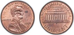 Us Coins - United States Federal republic 2004 1 Cent "Lincoln Memorial Cent" (copper plated zinc) Copper plated zinc Philadelphia Mint (3379600000) 2.5g UNC KM 201a KM 201b Schön 202a