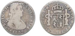 World Coins - Mexico Spanish colony 1809 Mo TH 2 Reales - Fernando VII Silver (.903) Mexico City Mint 6.3g F  KM 92