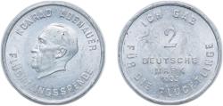 World Coins - Germany Federal Republic of Germany 1953 Token 2 Mark - Konrad Adenauer (Flüchtlingsspende; 1 Mark) Aluminium 2g AU  Men05 1771.2